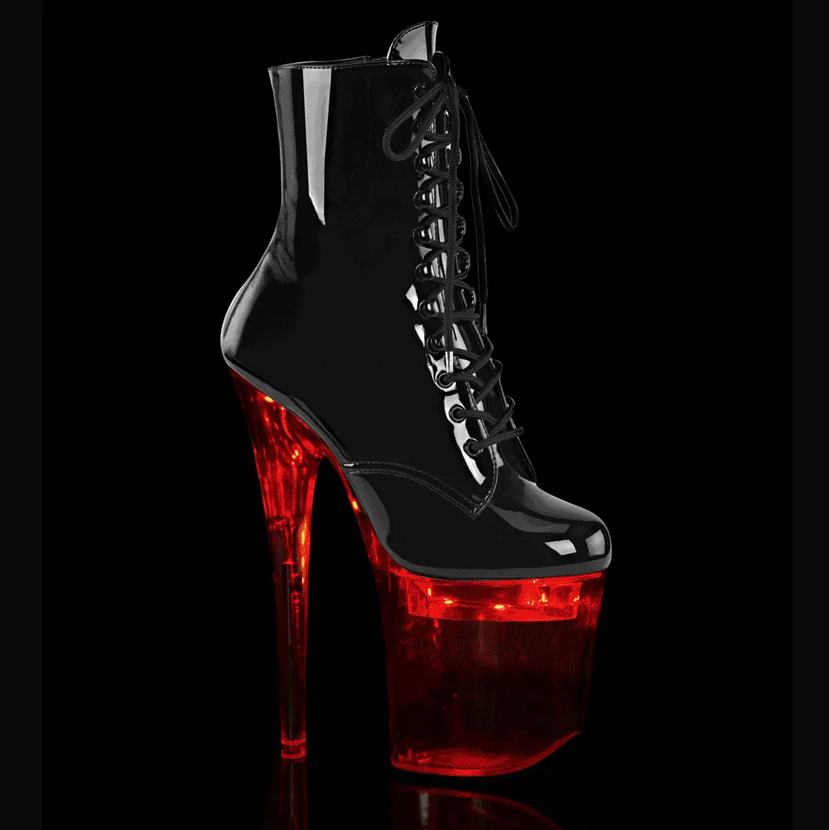 FLASHDANCE-1020-8 Pleaser Black Patent Sexy Platform Shoes (Pole Dancing Heels)