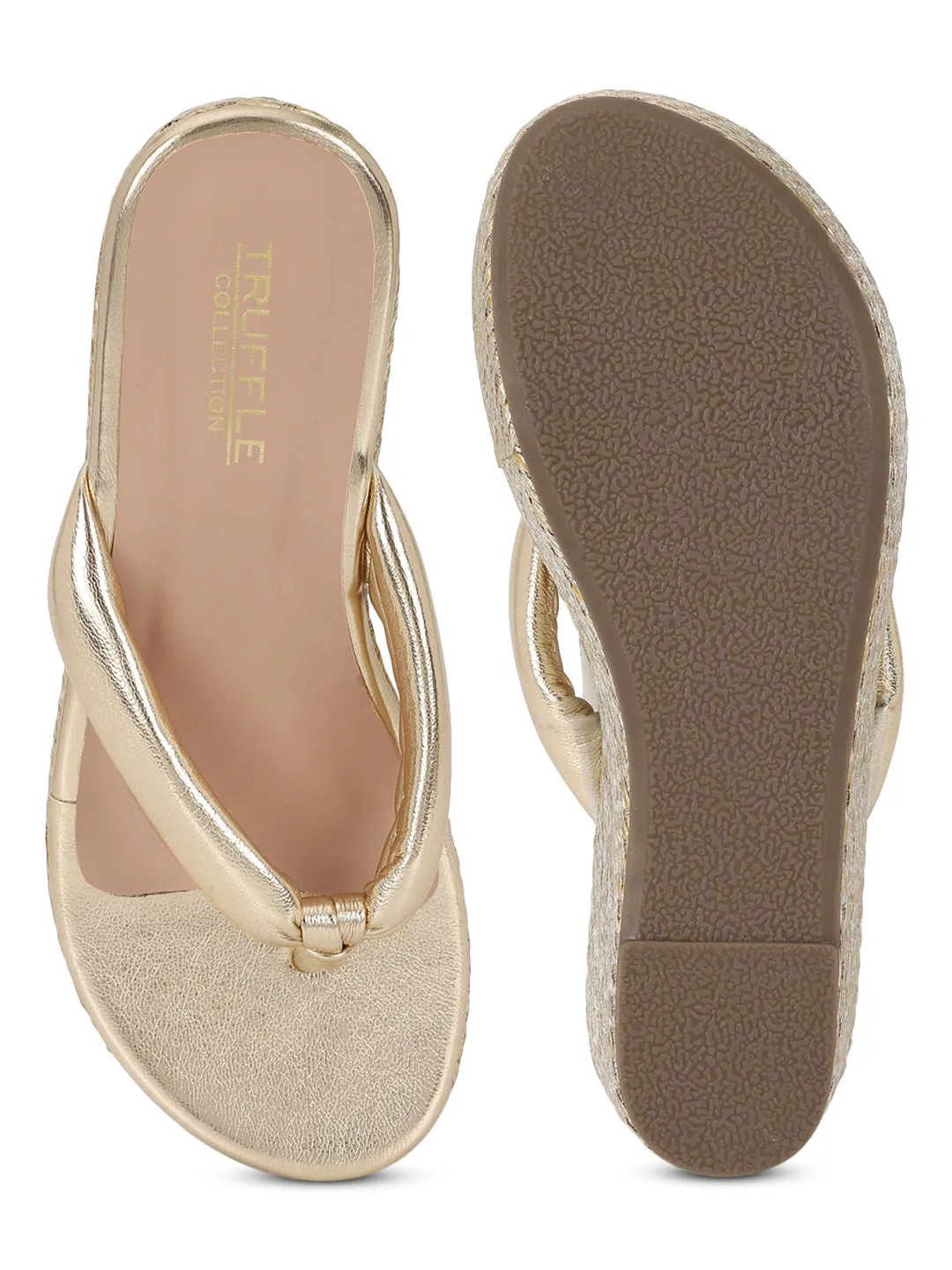 Gold PU Slip-On Wedges (TC-G08407-GLD)