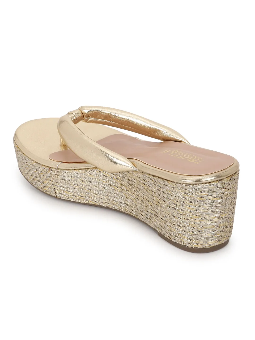 Gold PU Slip-On Wedges (TC-G08407-GLD)