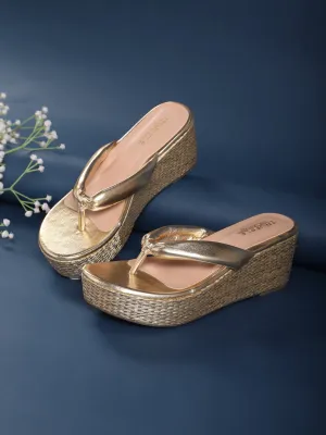 Gold PU Slip-On Wedges (TC-G08407-GLD)