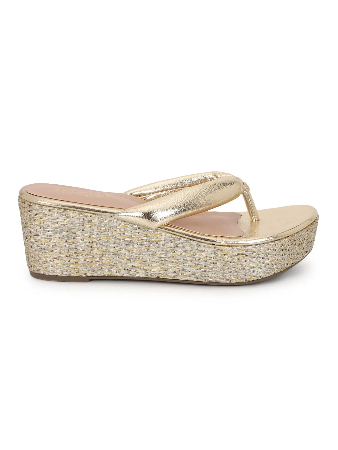 Gold PU Slip-On Wedges (TC-G08407-GLD)
