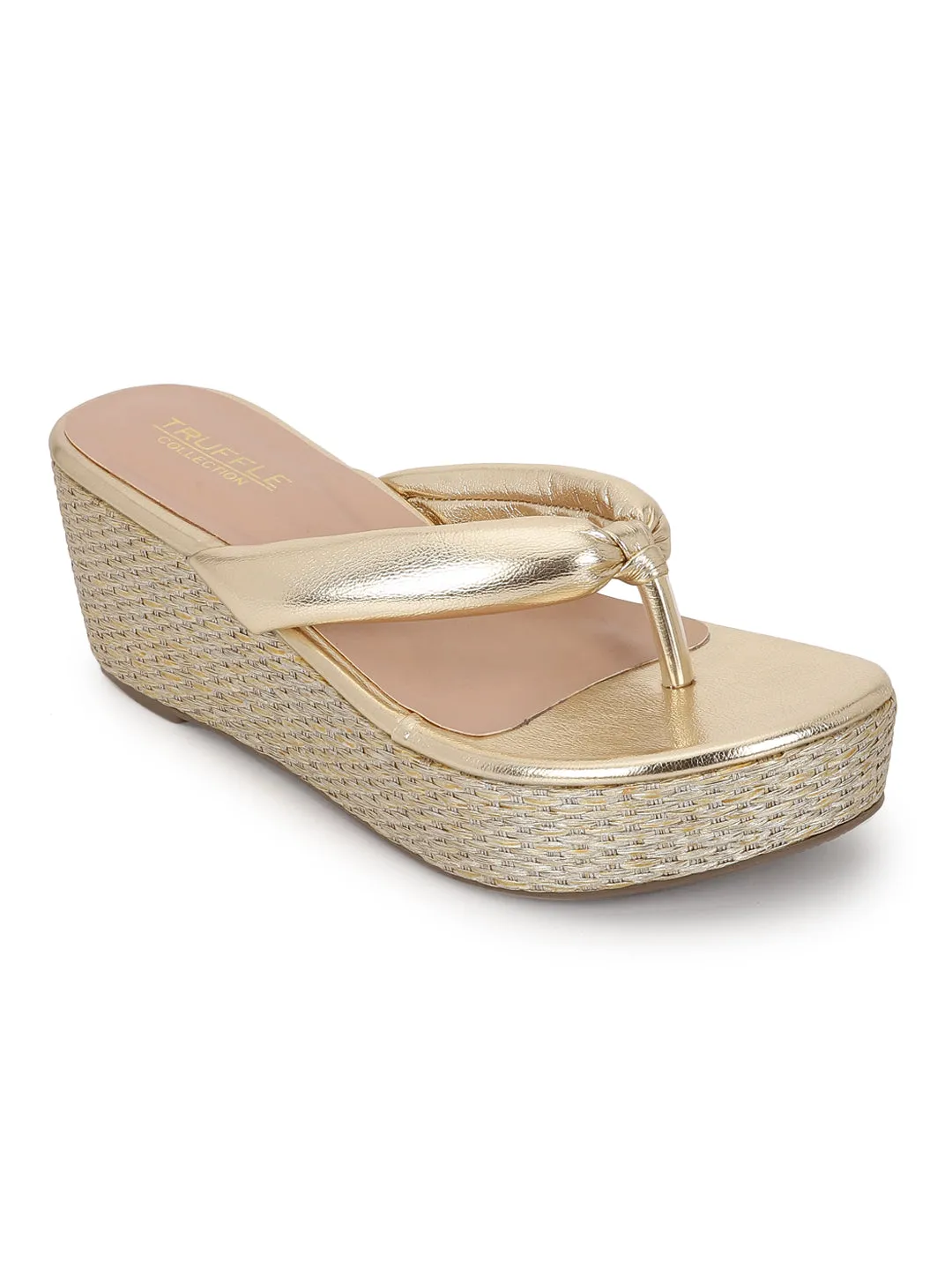 Gold PU Slip-On Wedges (TC-G08407-GLD)