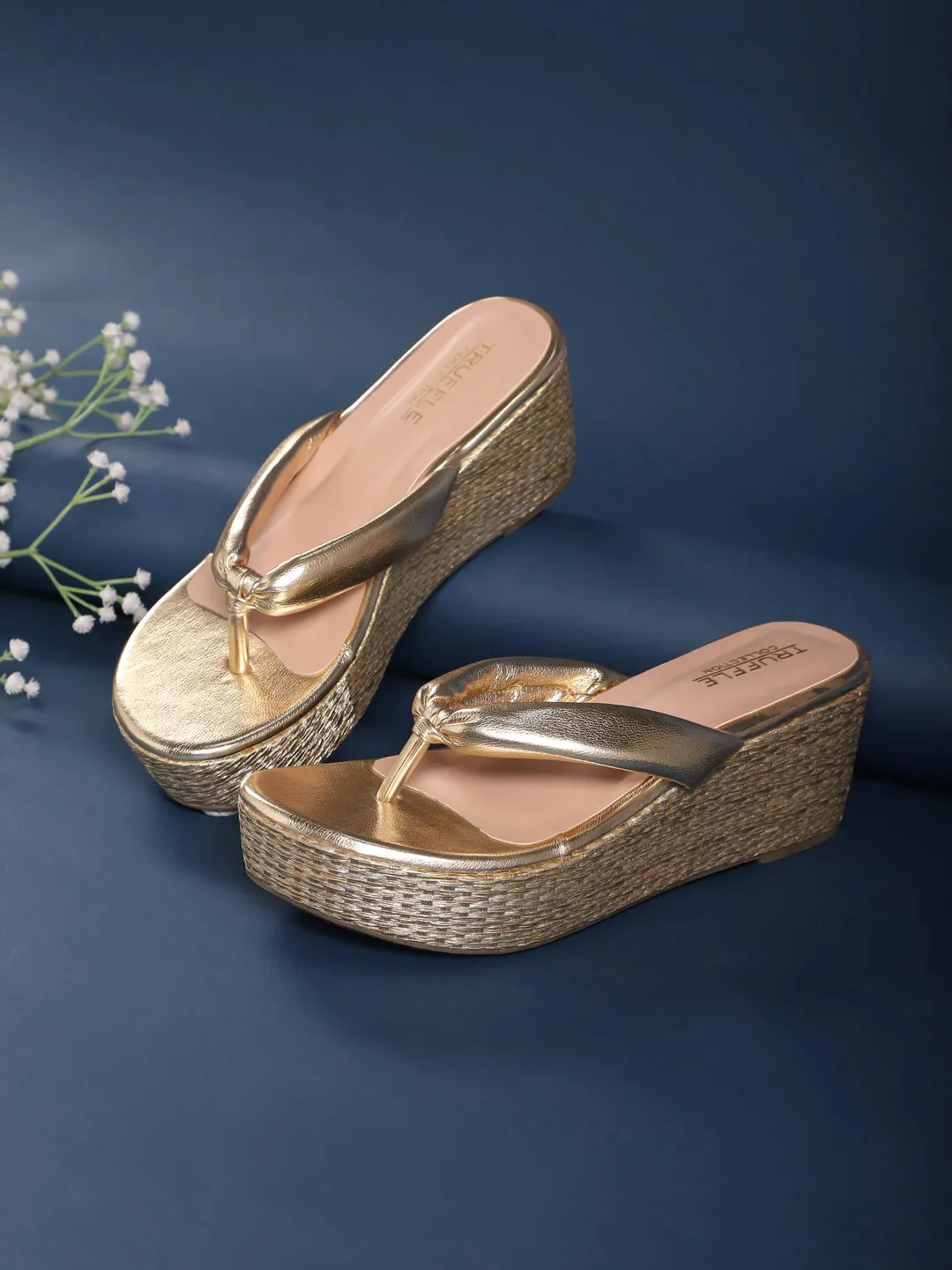Gold PU Slip-On Wedges (TC-G08407-GLD)
