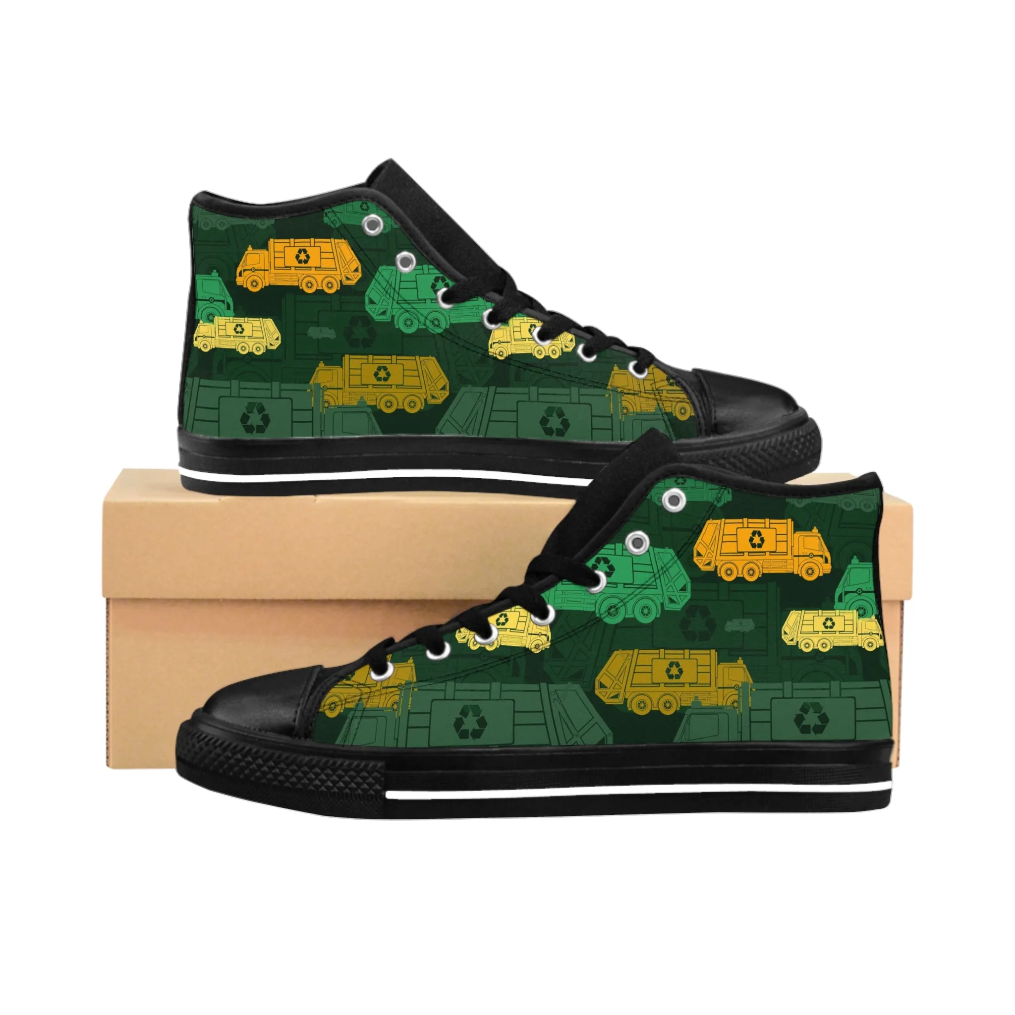 Green and Yellow Trucks Women's Classic Sneakers