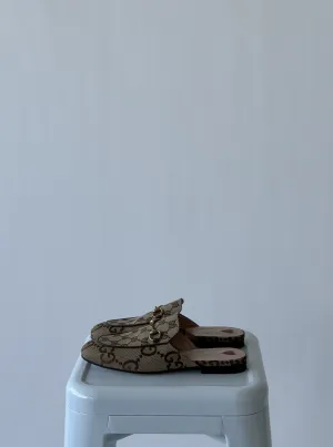 Gucci Beige/Brown GG Canvas Princetown Flat Mules - BRAND NEW