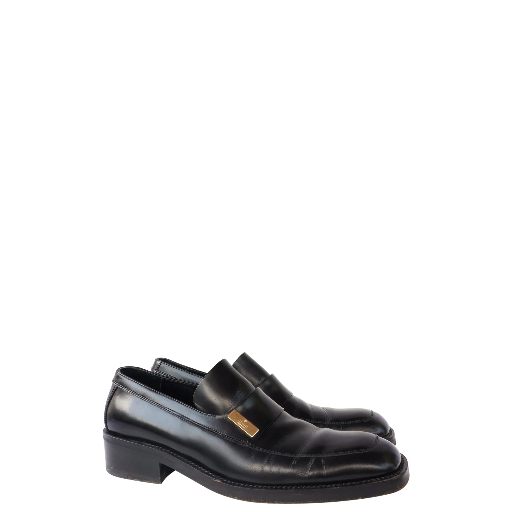 GUCCI BLACK LEATHER SLIP ON LOAFER