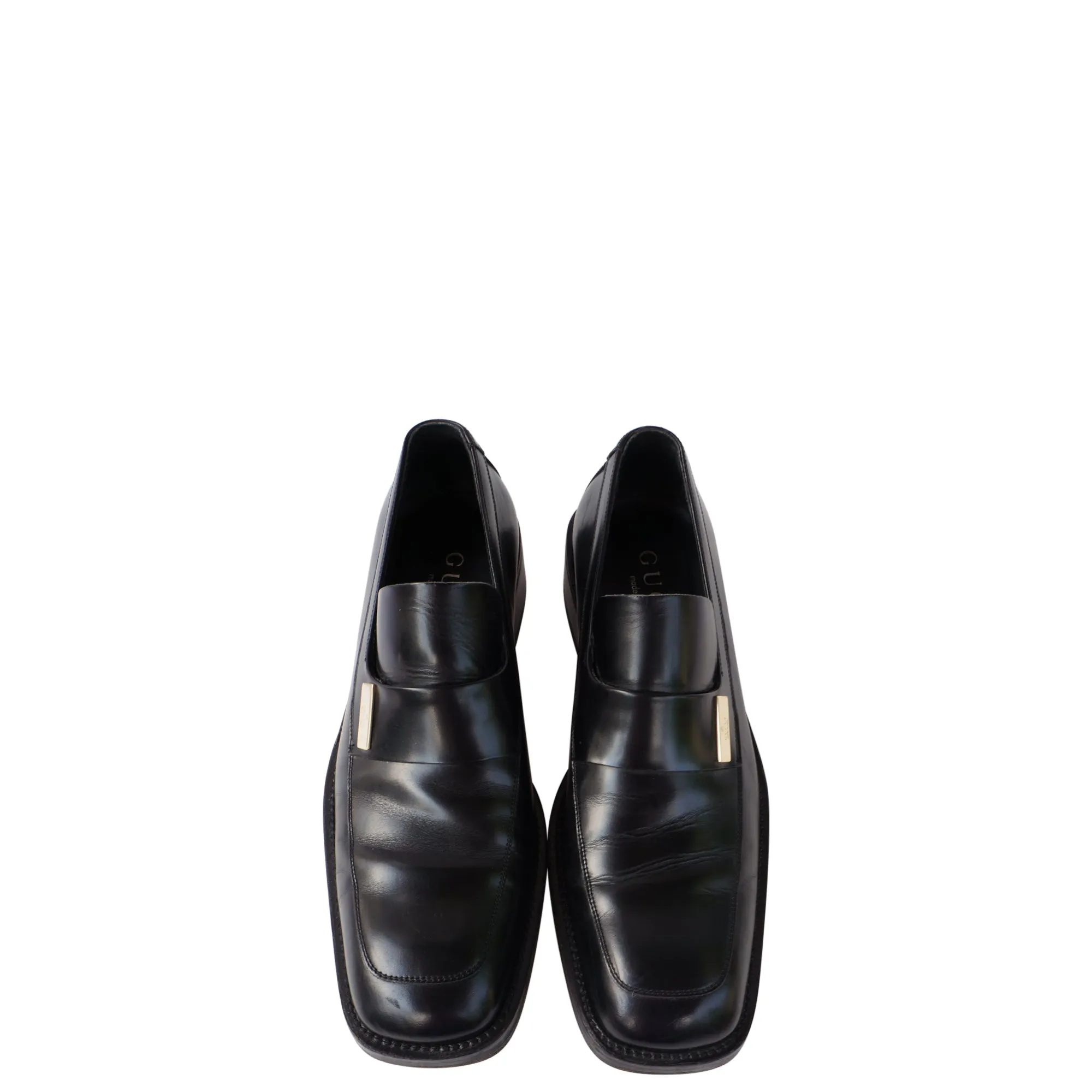 GUCCI BLACK LEATHER SLIP ON LOAFER