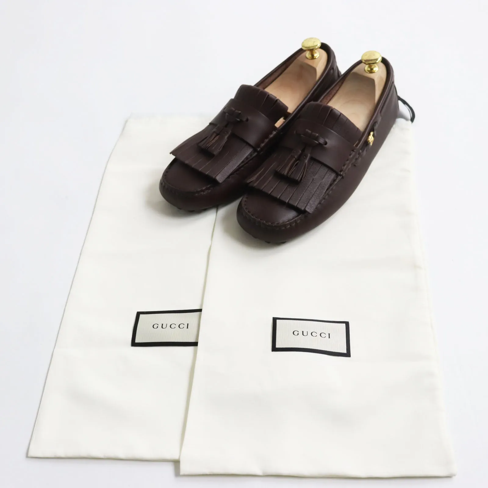GUCCI loafers 624699 leather Brown 7 1/2
