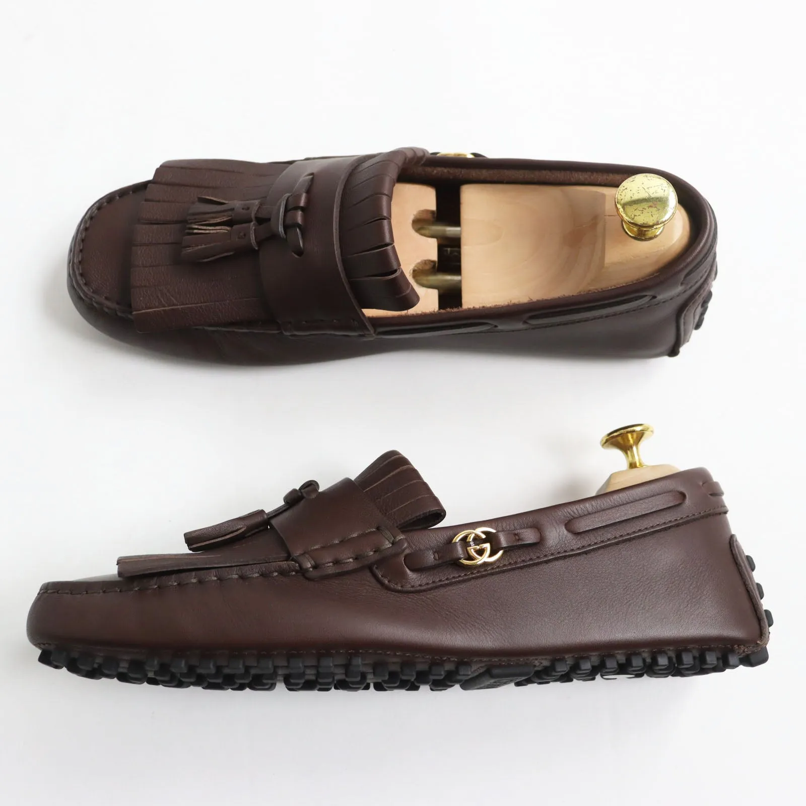 GUCCI loafers 624699 leather Brown 7 1/2