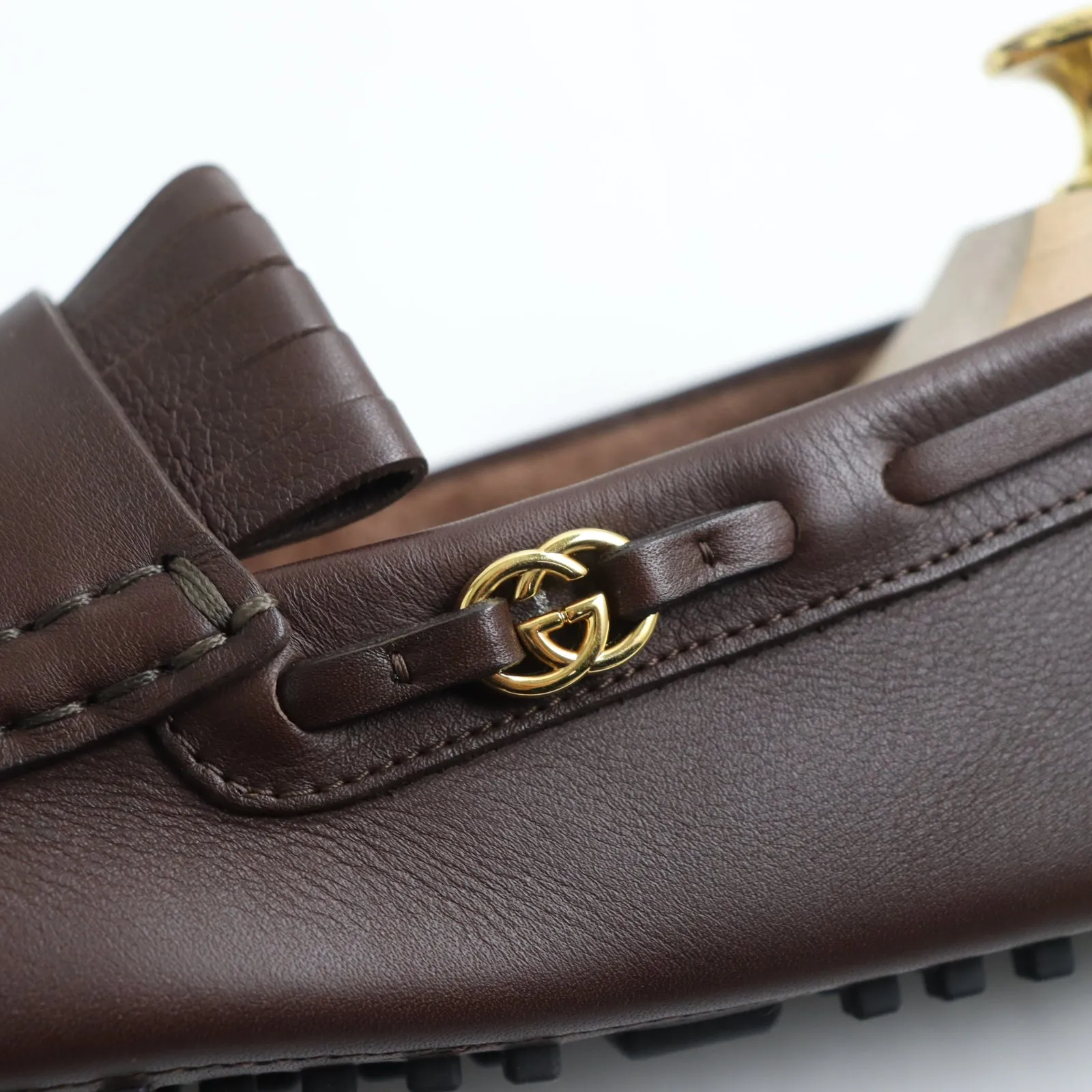 GUCCI loafers 624699 leather Brown 7 1/2