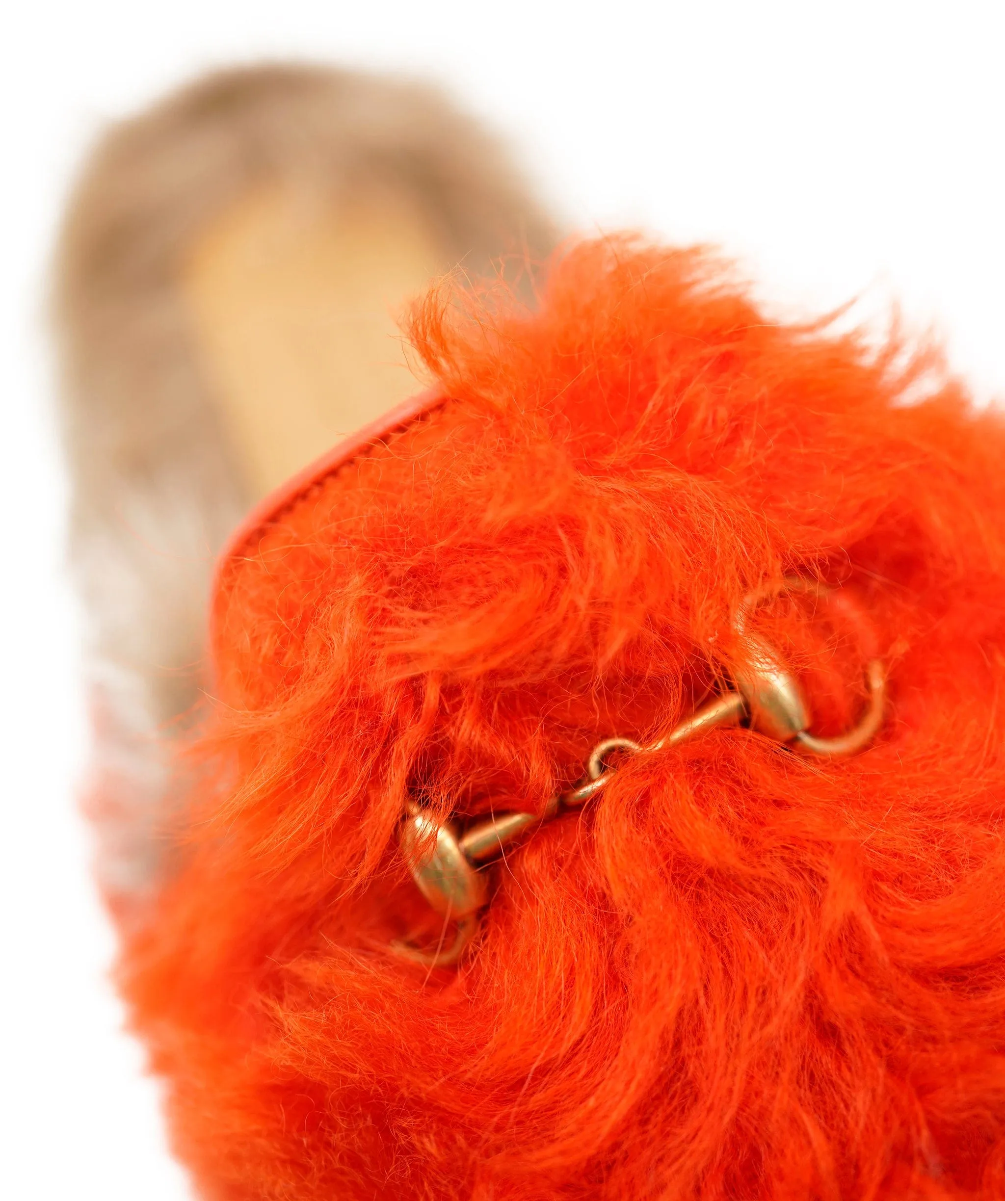 Gucci Orange Faux Shearling Loafers ALC0243