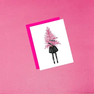 Holiday - Trendy Tree Black and Pink | Hand-Drawn Fashion Illustration Christmas Card