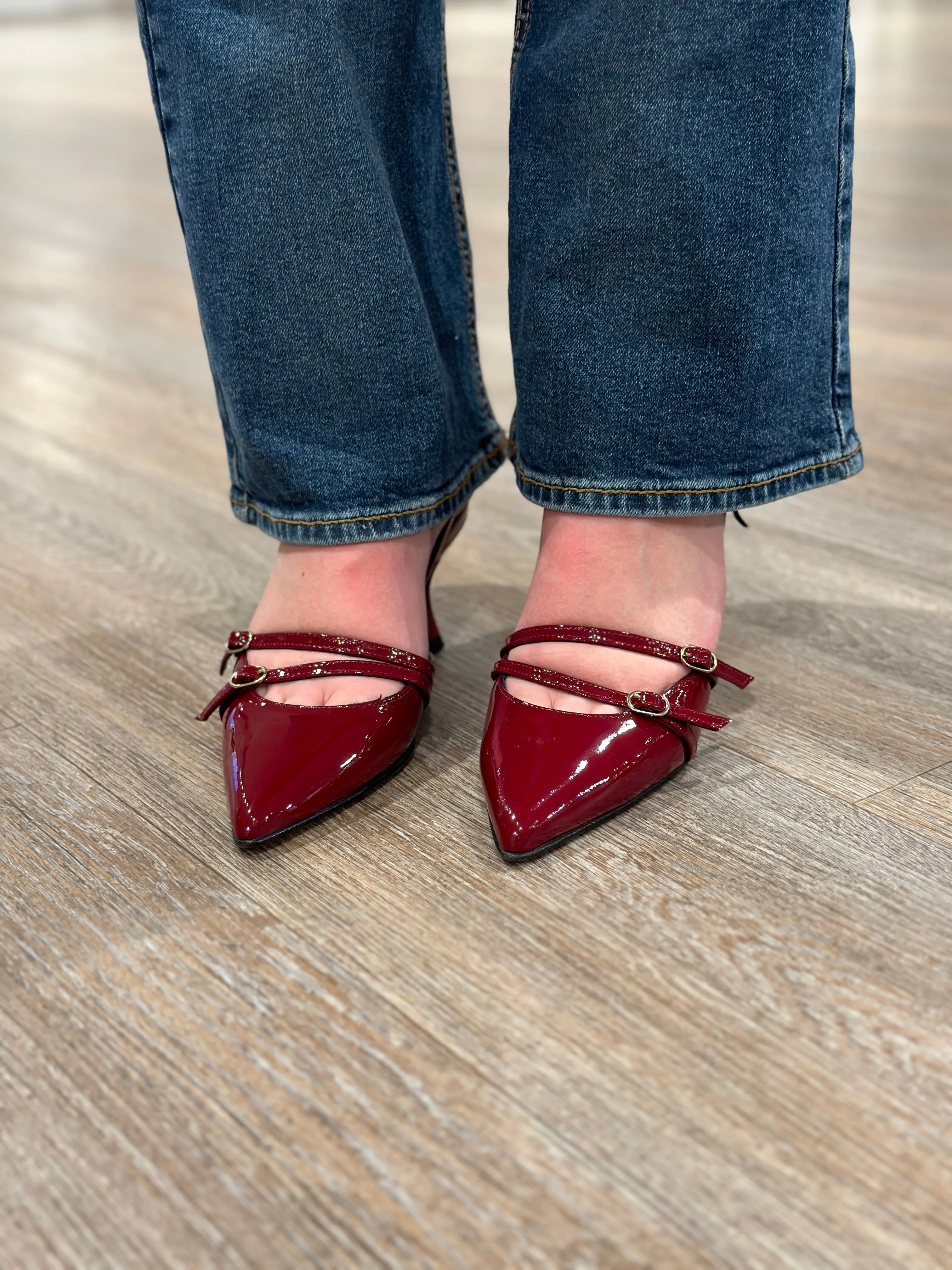 JOELLE ONIX BURBUNDY LEATHER PUMPS