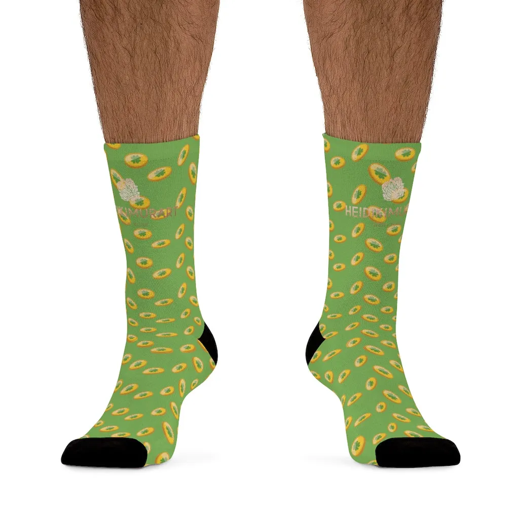 Light Green Socks, Gold Coins Print St. Patrick's Day Unisex Premium One-size Socks-Made in USA
