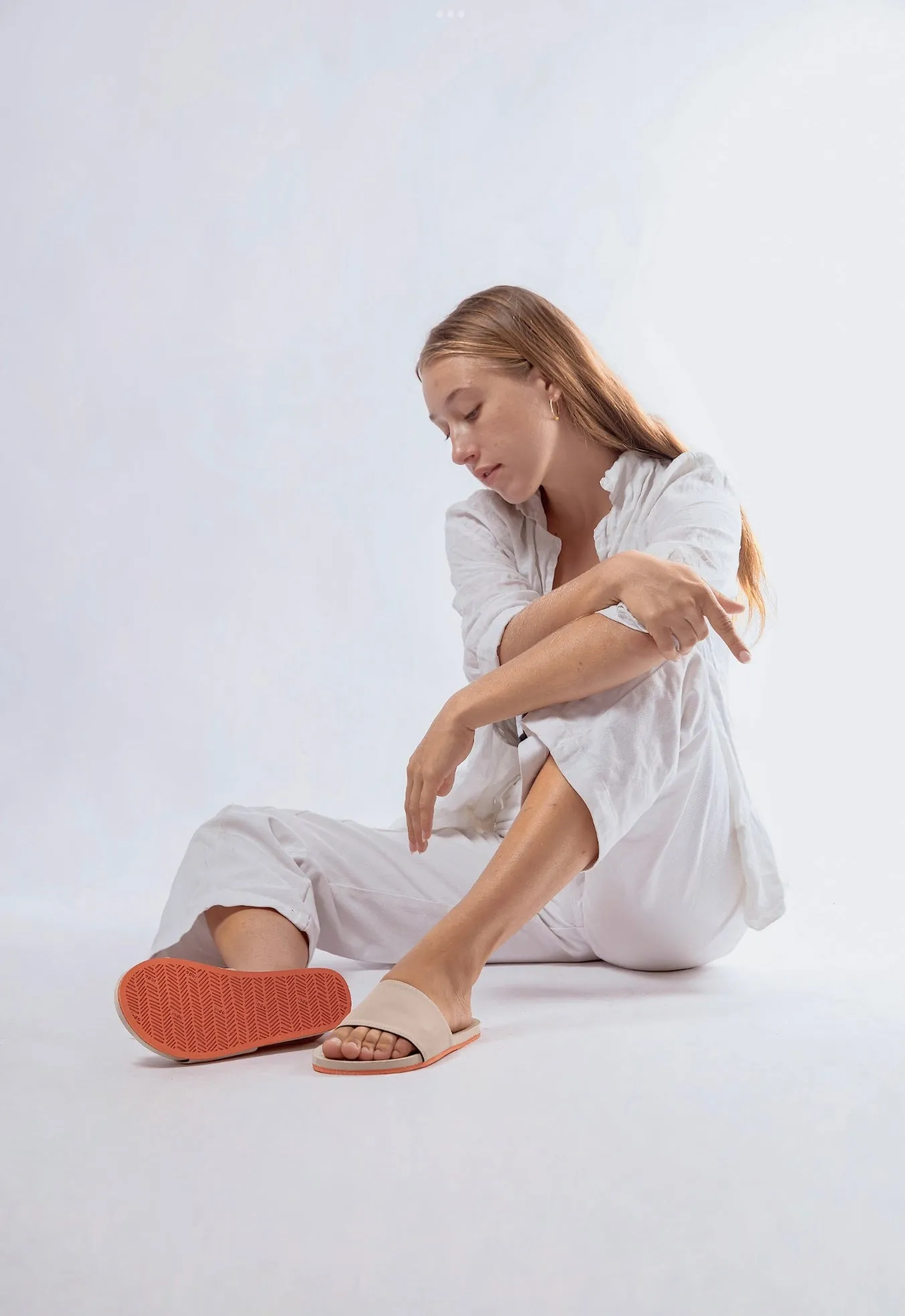 Men's Slides Sneaker Sole - Sea Salt/Orange Sole