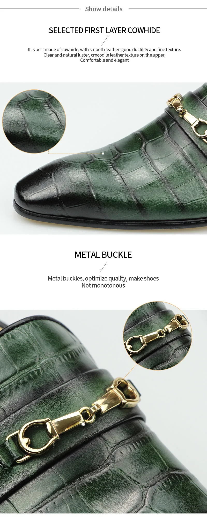 Oxford Casual Loafers for Men Retro High Quality Luxury Metal Buckle