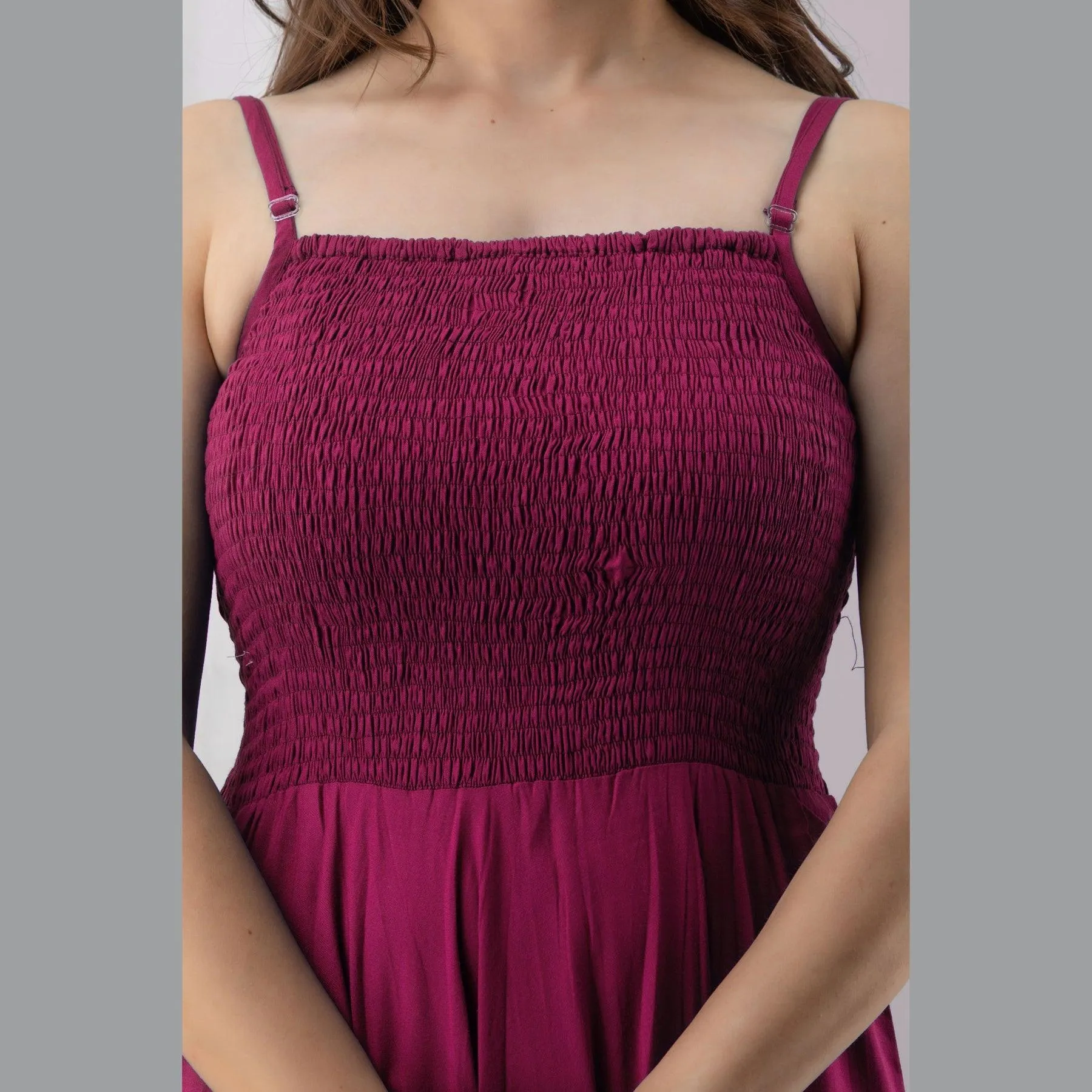 Pink Shirred Gown Dress