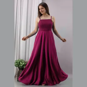 Pink Shirred Gown Dress
