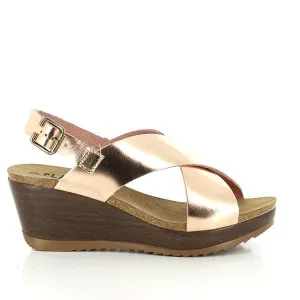 Plakton 525285 Pink Cross-Strap Slingback Wedges