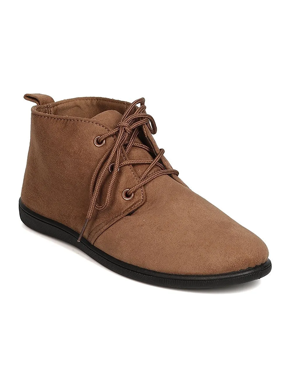 Refresh FH51 Women Faux Suede Round Toe Lace Up Desert Bootie