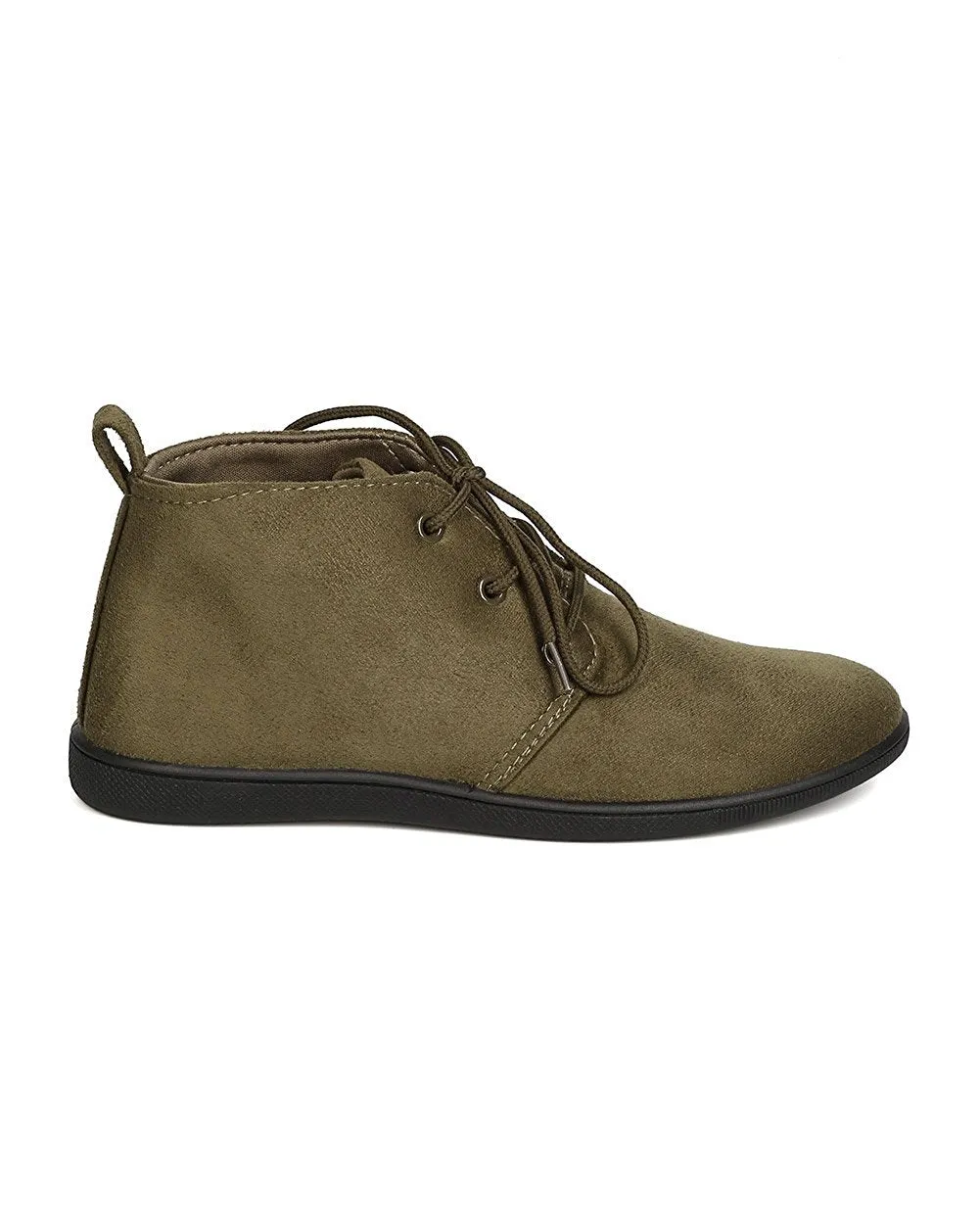 Refresh FH51 Women Faux Suede Round Toe Lace Up Desert Bootie