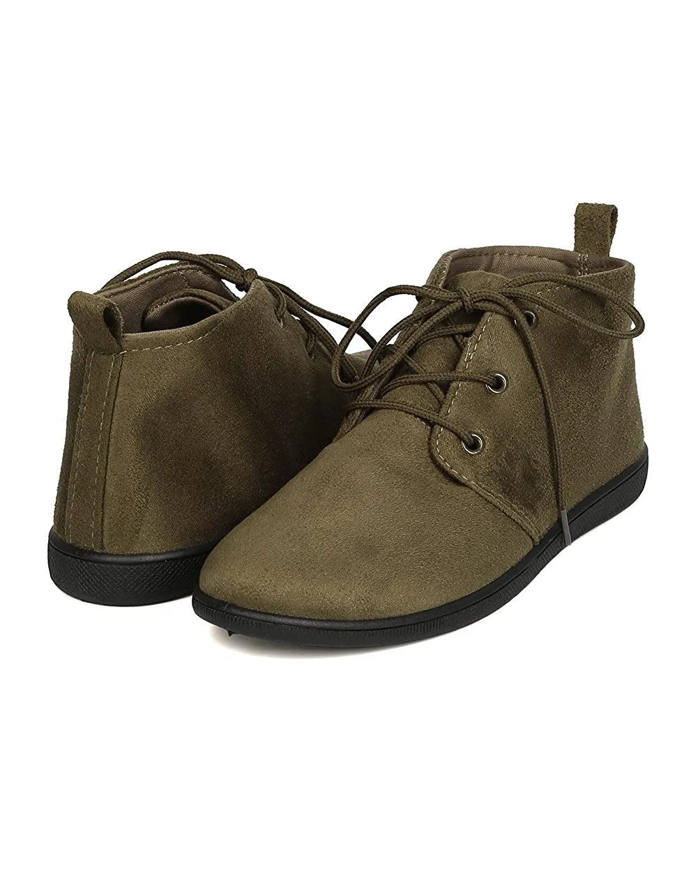 Refresh FH51 Women Faux Suede Round Toe Lace Up Desert Bootie