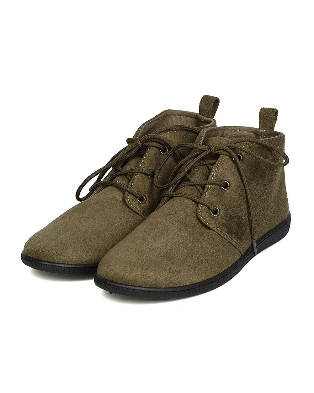 Refresh FH51 Women Faux Suede Round Toe Lace Up Desert Bootie