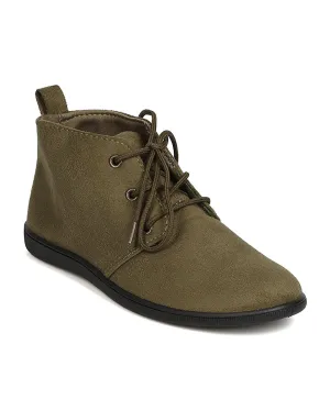 Refresh FH51 Women Faux Suede Round Toe Lace Up Desert Bootie