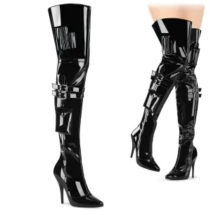 SEDUCE-3019 Pleaser Black Patent Sexy Single Sole Shoes (Fetish Footwear)