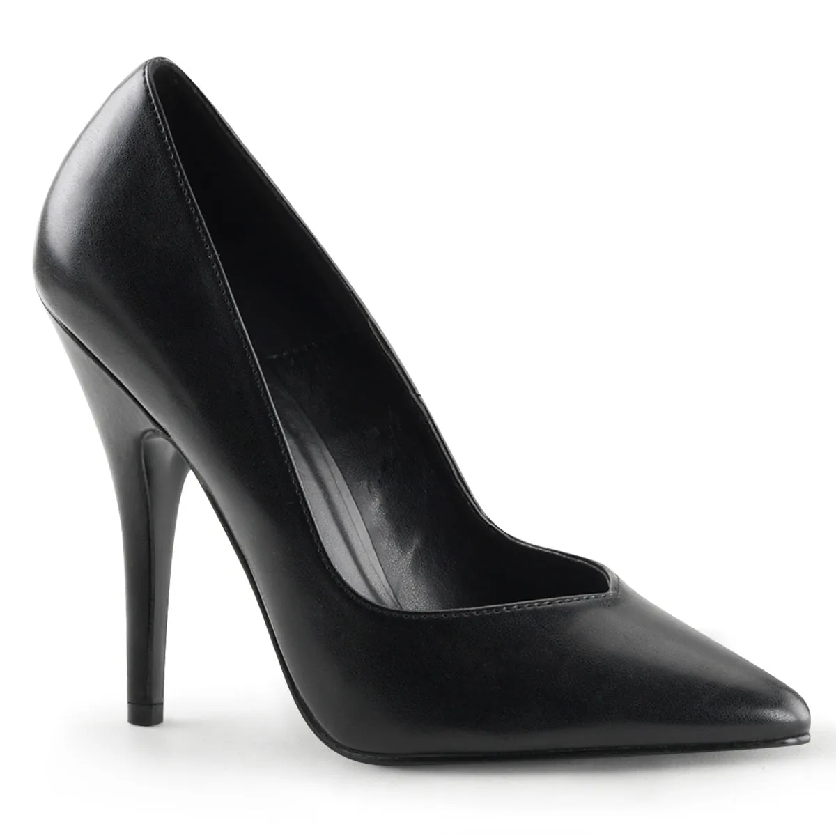 SEDUCE-420V Pleaser Black Faux Leather Sexy Single Sole Shoes (Fetish Footwear)