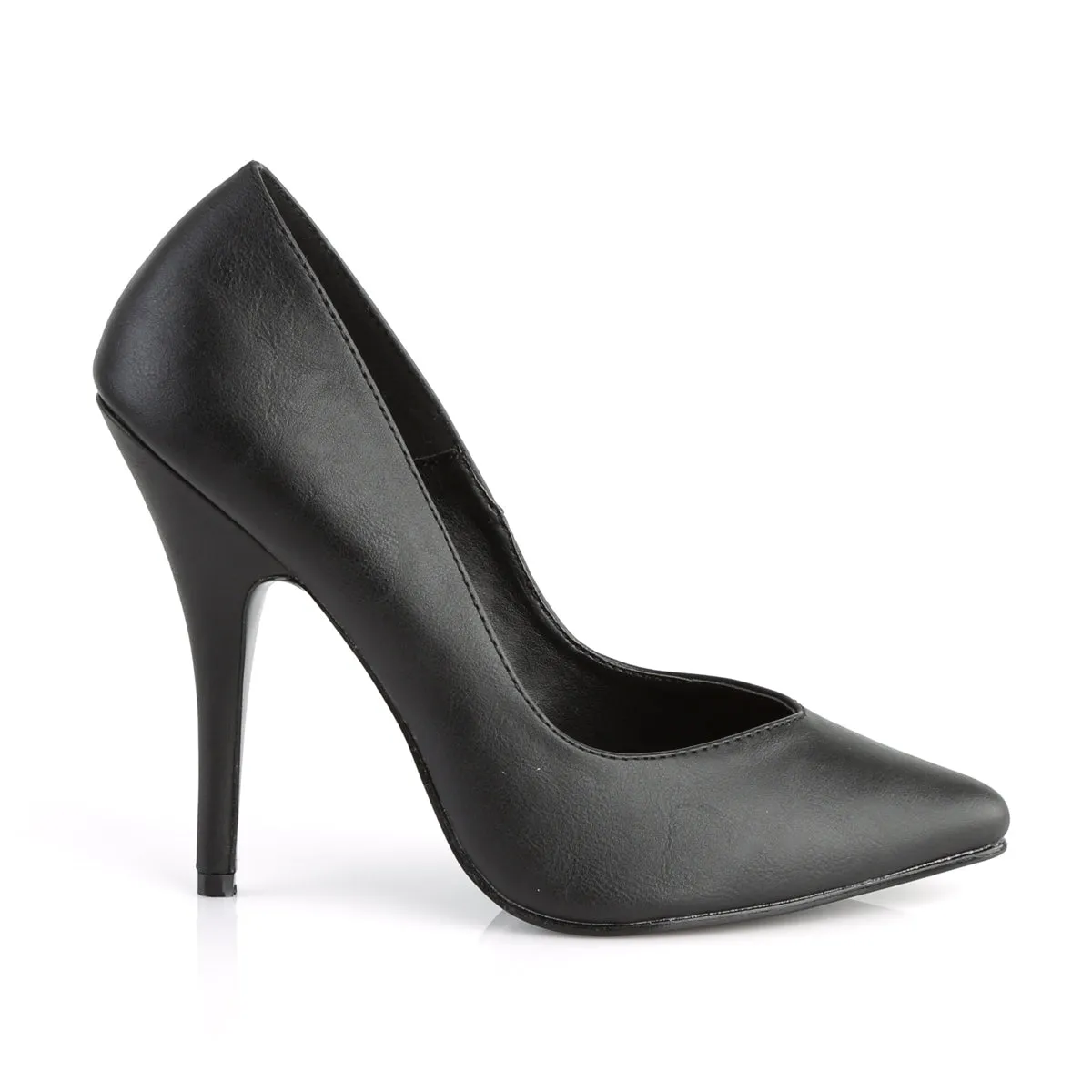 SEDUCE-420V Pleaser Black Faux Leather Sexy Single Sole Shoes (Fetish Footwear)