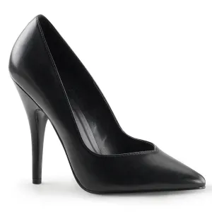 SEDUCE-420V Pleaser Black Faux Leather Sexy Single Sole Shoes (Fetish Footwear)