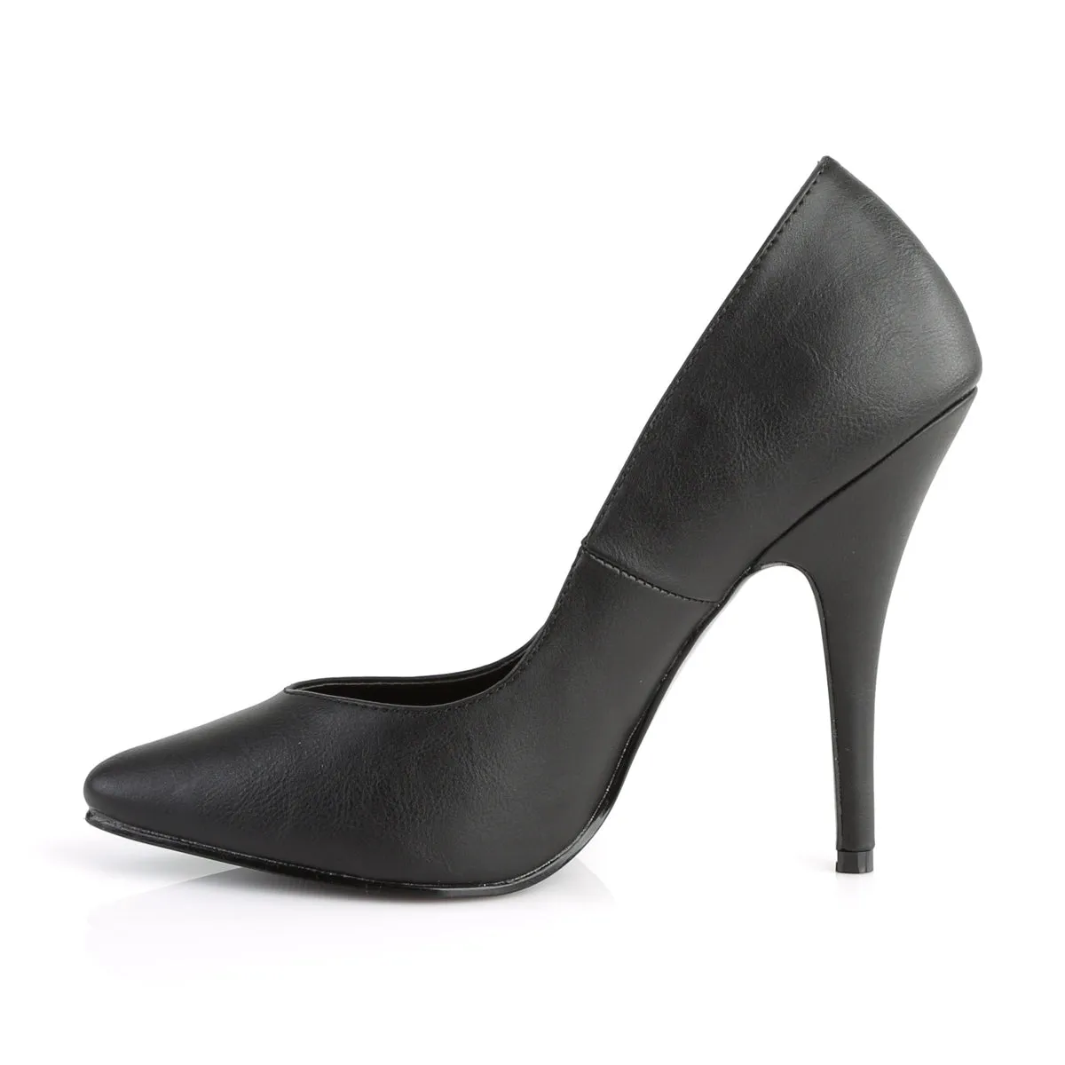 SEDUCE-420V Pleaser Black Faux Leather Sexy Single Sole Shoes (Fetish Footwear)