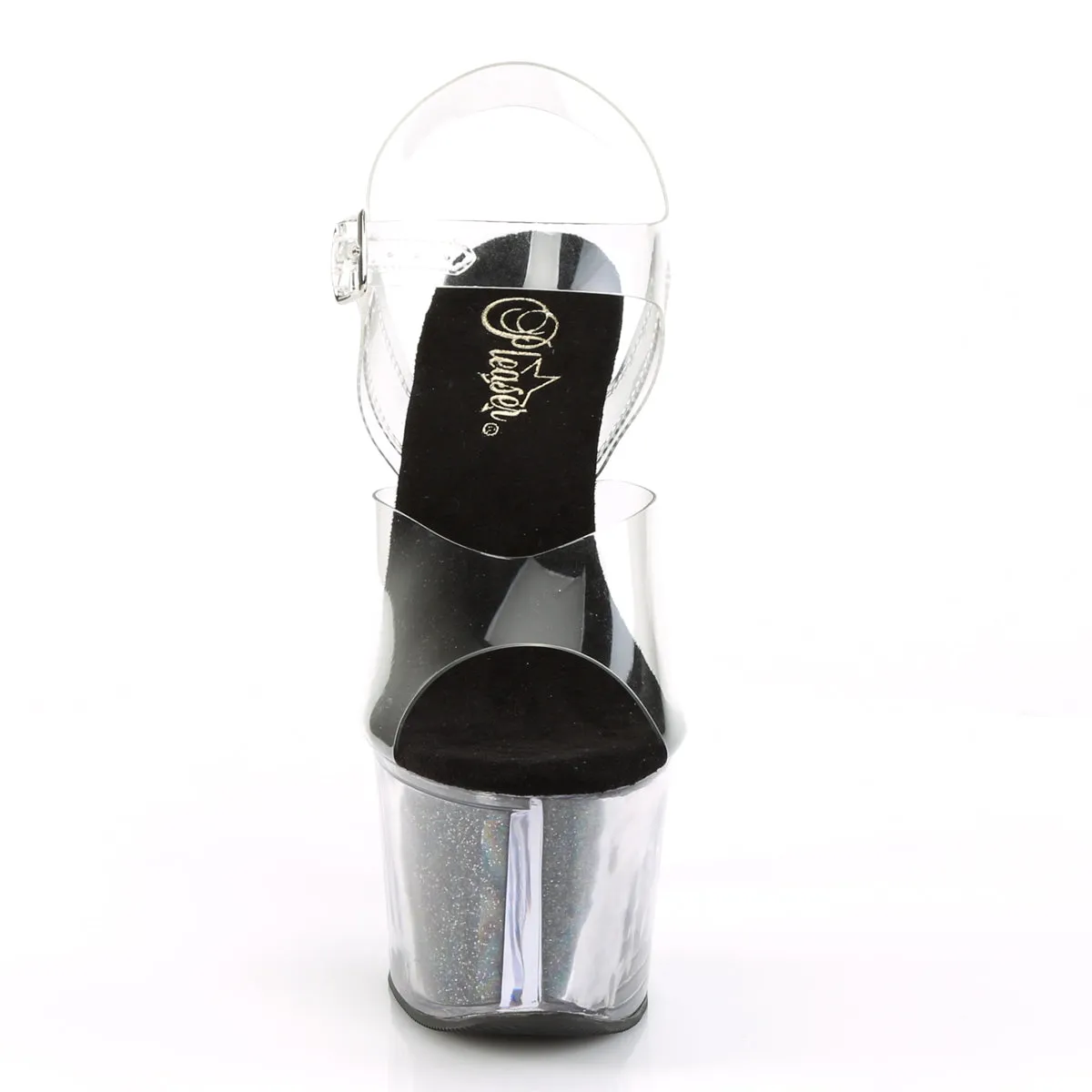 SKY-308G-T Pleaser Clear/Black Sexy Platform Shoes (Pole Dancing Heels)