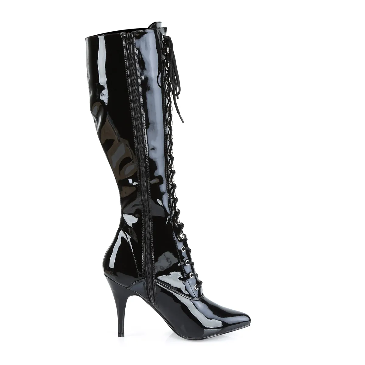 VANITY-2020 Pleaser Black Patent Sexy Single Sole Shoes (Fetish Footwear)