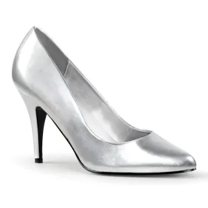 VANITY-420 Pleaser Silver Faux Leather Sexy Single Sole Shoes (Fetish Footwear)
