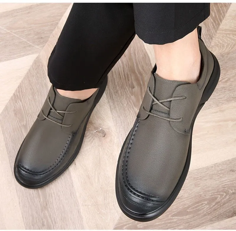 xiangtuibao New Spirng Autumn Shoes Men Flat Footwear Genuine Leather Mens Casual Shoes Soft Cow Leather Male Footwear A4914