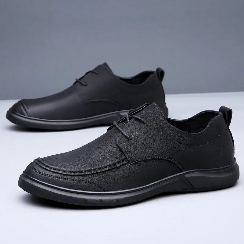 xiangtuibao New Spirng Autumn Shoes Men Flat Footwear Genuine Leather Mens Casual Shoes Soft Cow Leather Male Footwear A4914