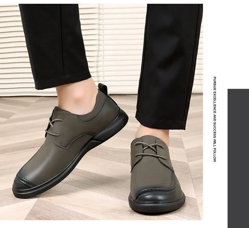 xiangtuibao New Spirng Autumn Shoes Men Flat Footwear Genuine Leather Mens Casual Shoes Soft Cow Leather Male Footwear A4914