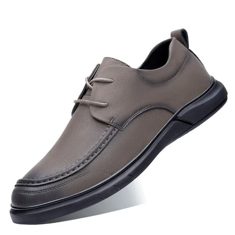 xiangtuibao New Spirng Autumn Shoes Men Flat Footwear Genuine Leather Mens Casual Shoes Soft Cow Leather Male Footwear A4914