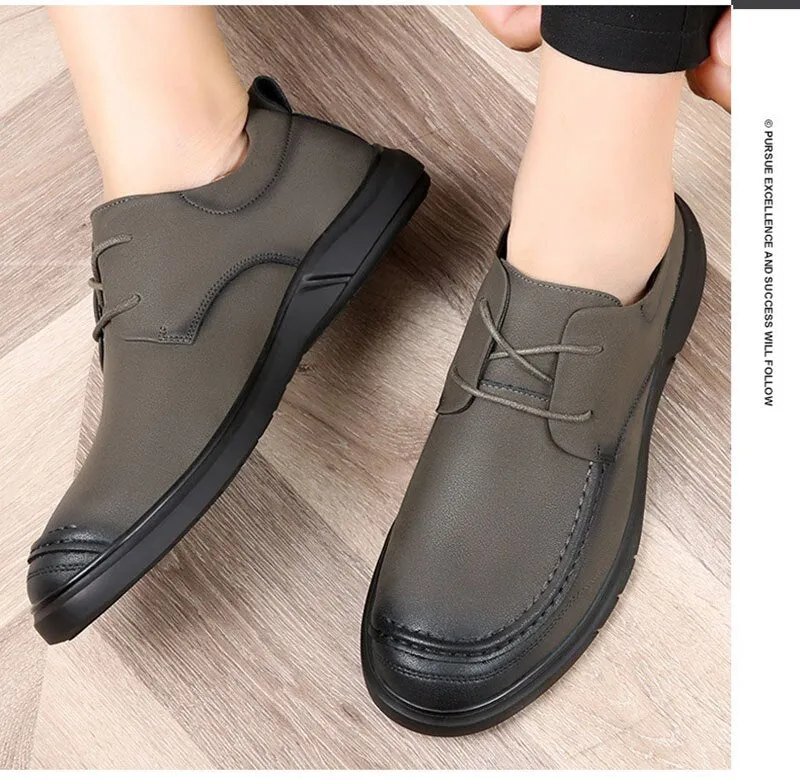 xiangtuibao New Spirng Autumn Shoes Men Flat Footwear Genuine Leather Mens Casual Shoes Soft Cow Leather Male Footwear A4914