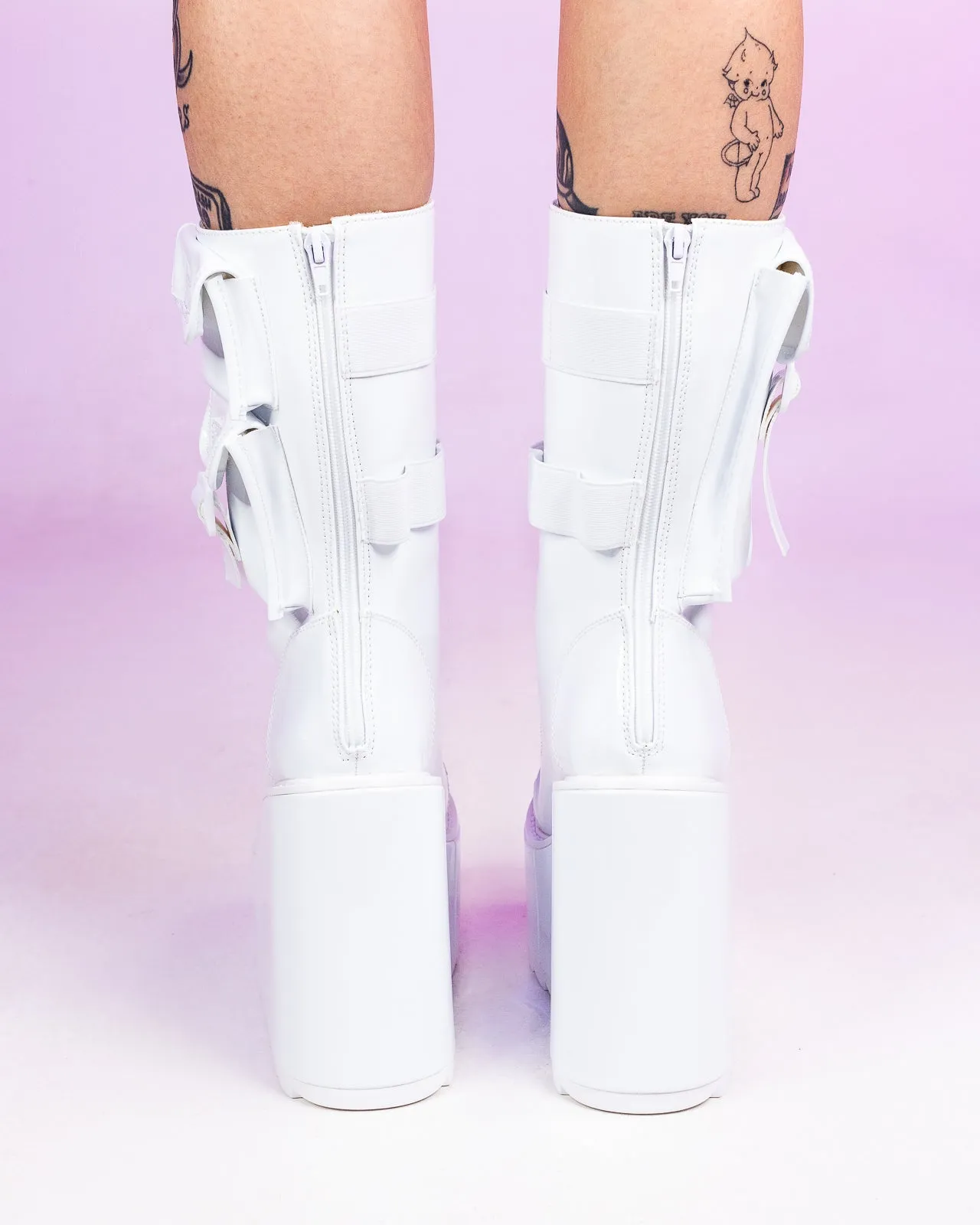 YRU Dune Desert Patent White Boots